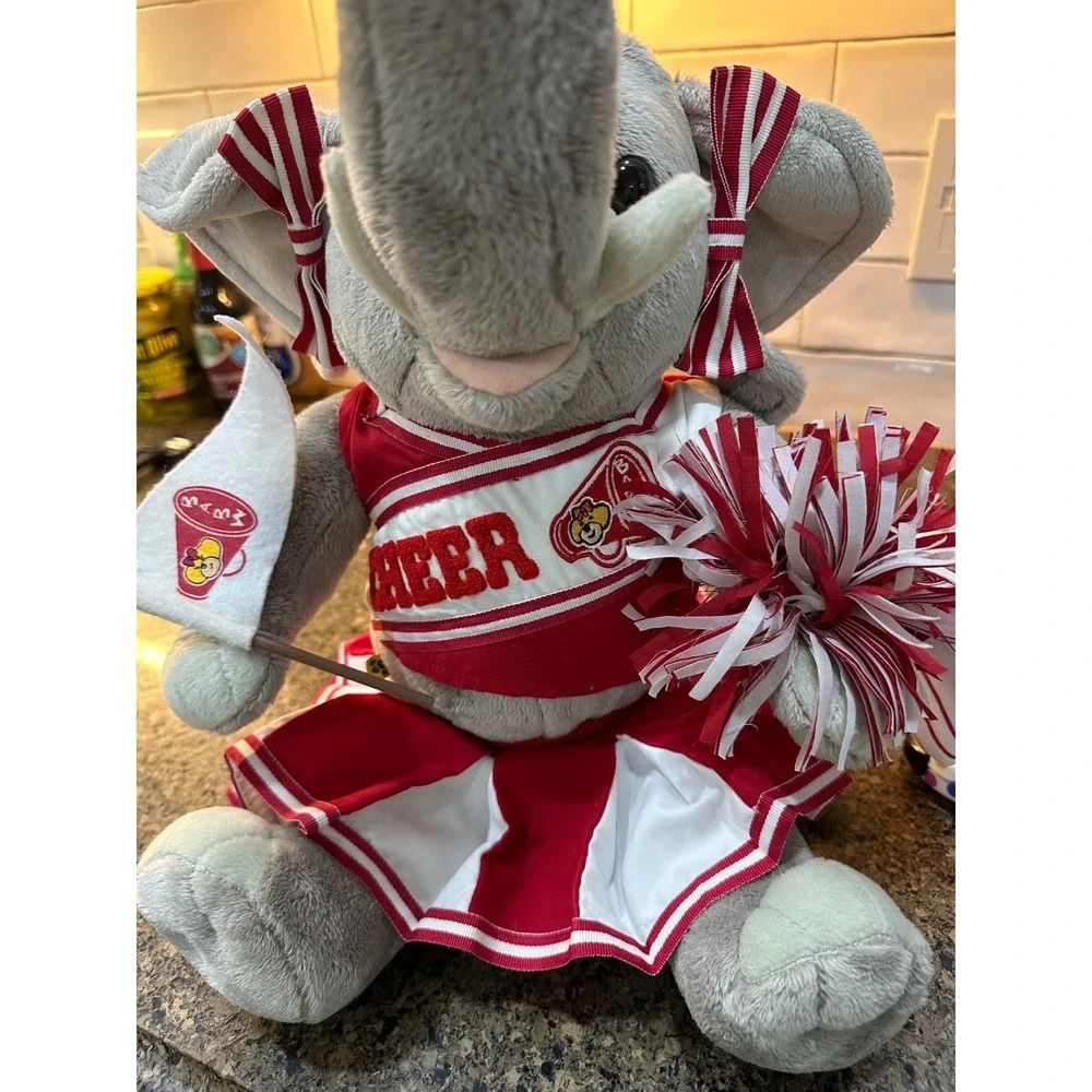 build a bear elephant with complete cheerleader‎ outfit with pom poms